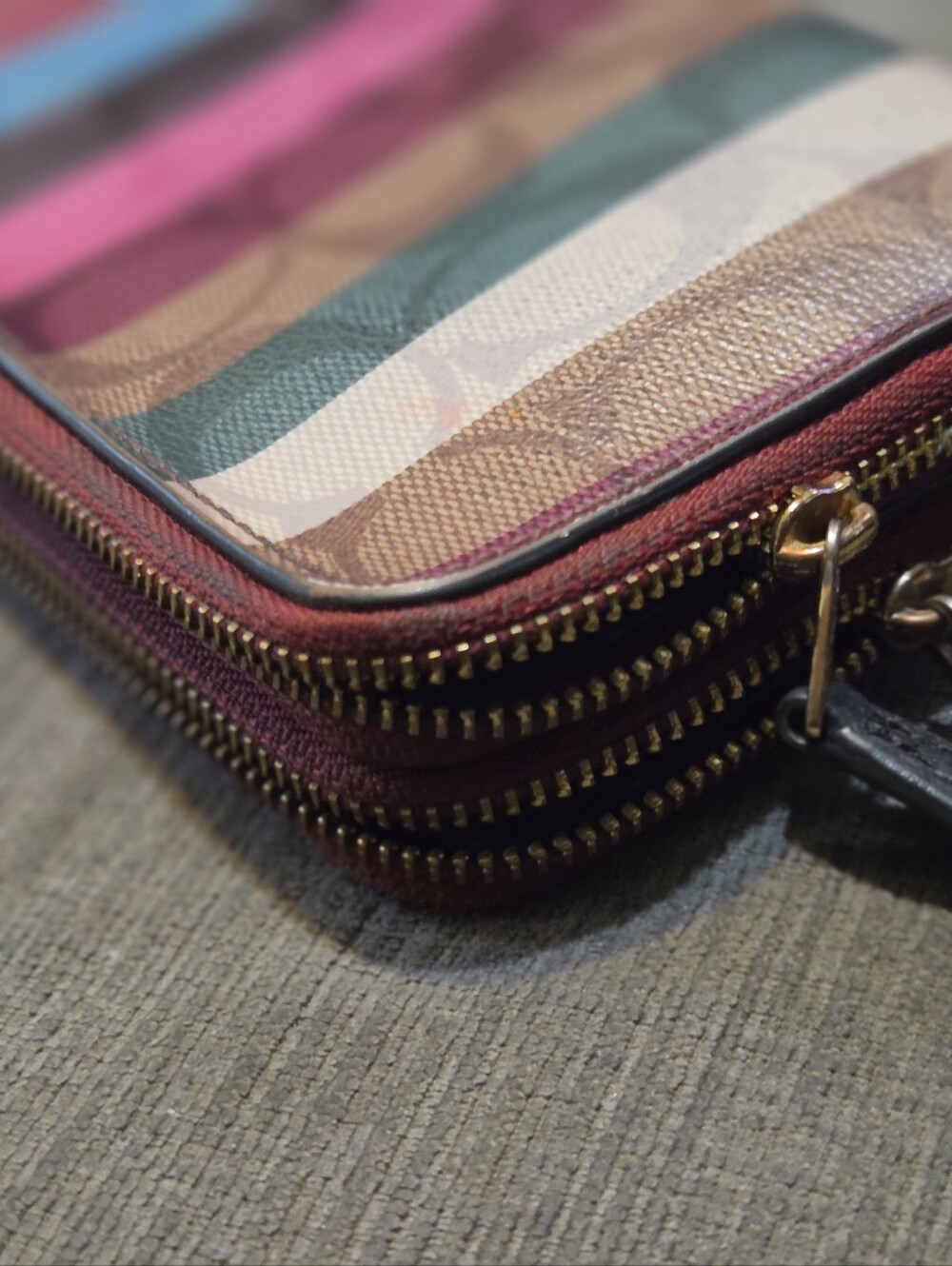 COACH Multicolor Signature Stripe Wristlet - Pink, Blue & Brown - Picture 4 of 8